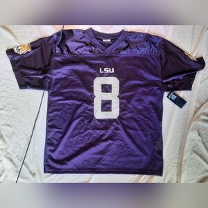 NEW! LSU Tigers Football Jersey Pro Edge Purple Short Sleeve Men Size XXL 2XL #8